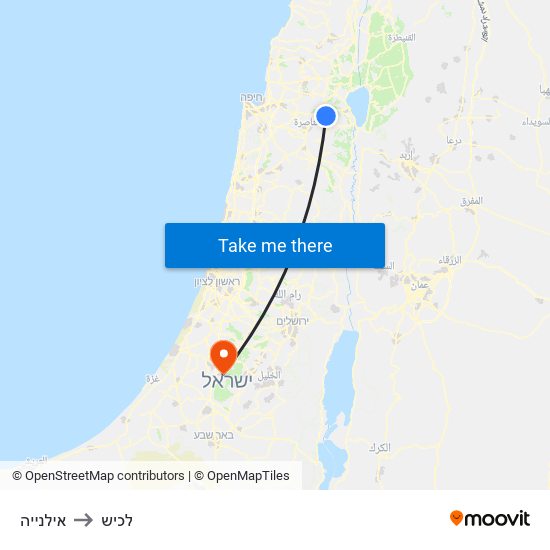 אילנייה to לכיש map