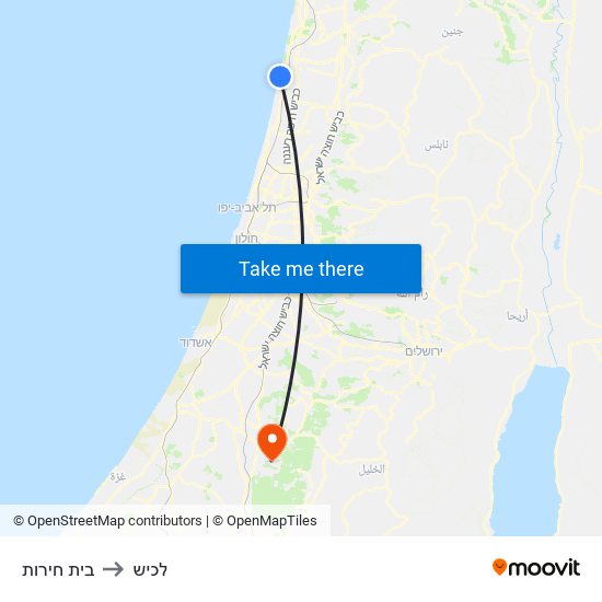 בית חירות to לכיש map