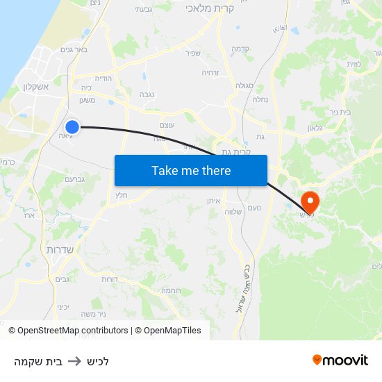 בית שקמה to לכיש map