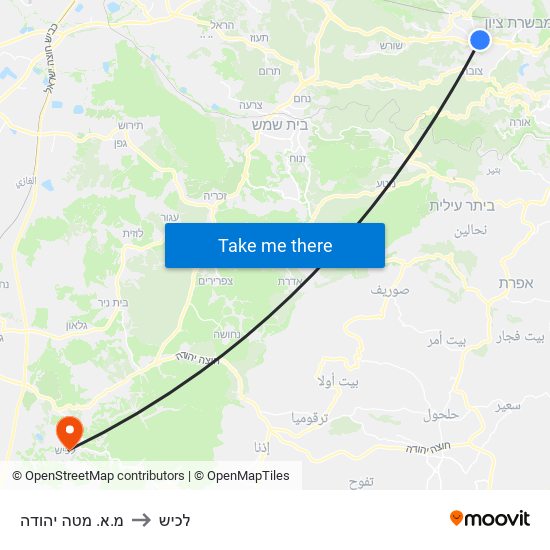 מ.א. מטה יהודה to לכיש map