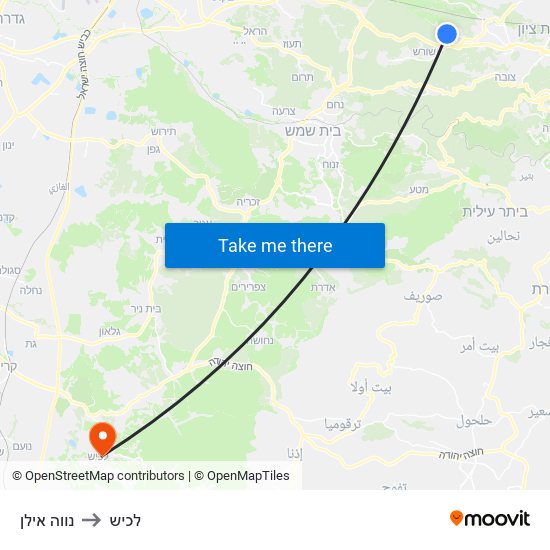נווה אילן to לכיש map