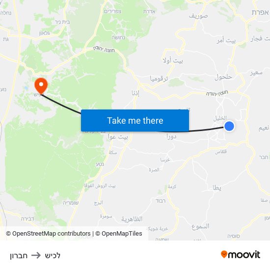 חברון to לכיש map