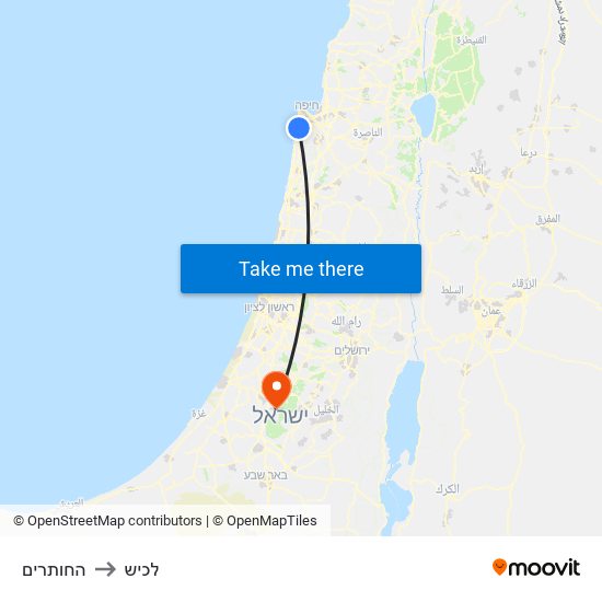 החותרים to לכיש map