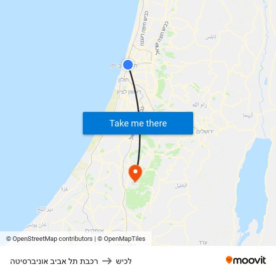 רכבת תל אביב אוניברסיטה to לכיש map