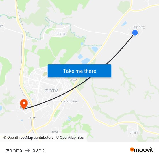 ברור חיל to ניר עם map