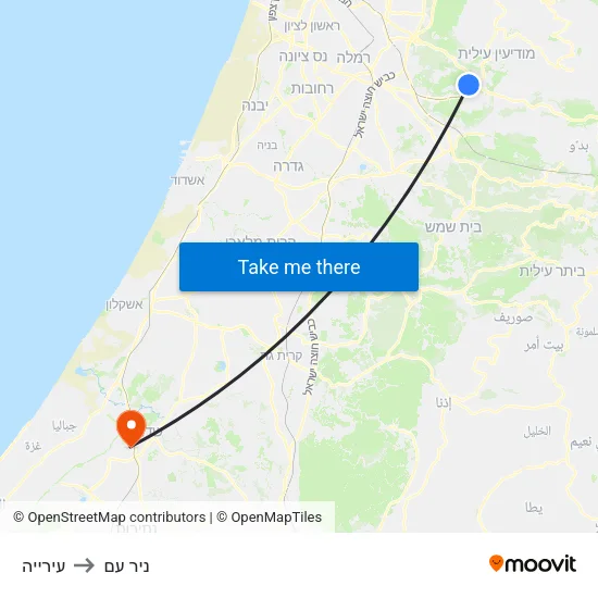 עירייה to ניר עם map