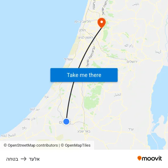 בטחה to אלעד map