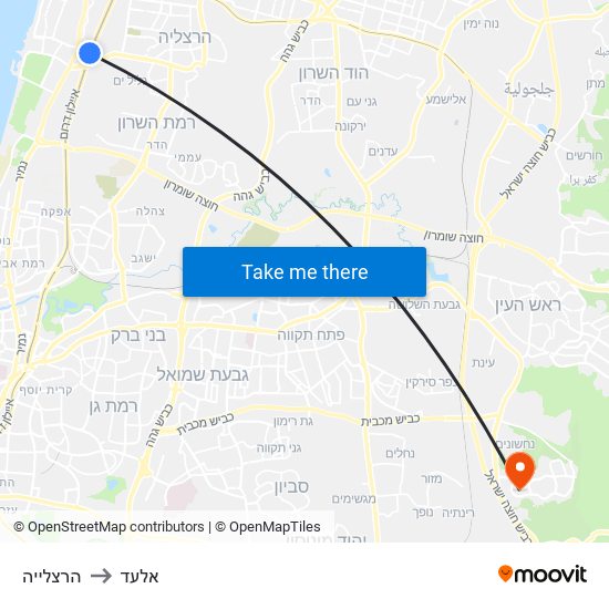 הרצלייה to אלעד map