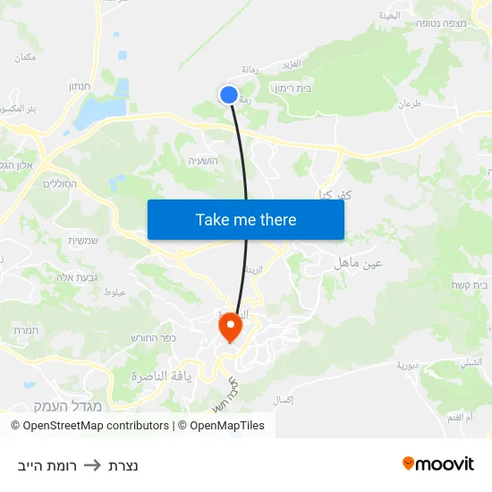 רומת הייב to נצרת map