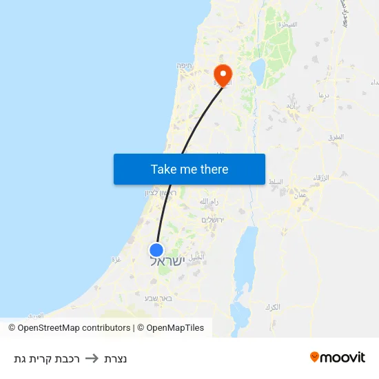 רכבת קרית גת to נצרת map