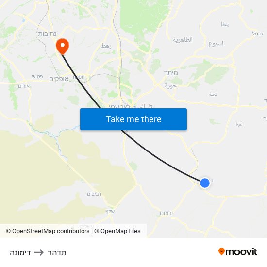 דימונה to תדהר map