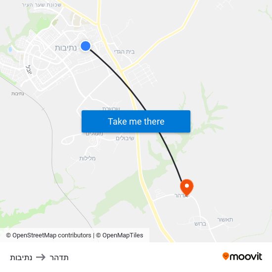 נתיבות to תדהר map