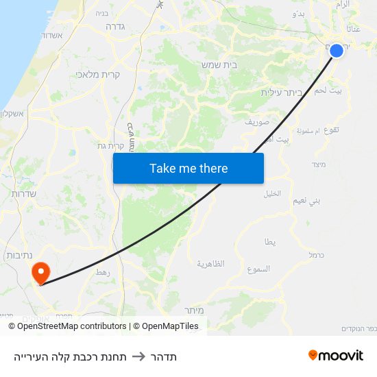 תחנת רכבת קלה העירייה to תדהר map