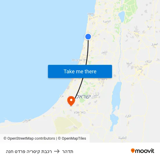 רכבת קיסריה פרדס חנה to תדהר map