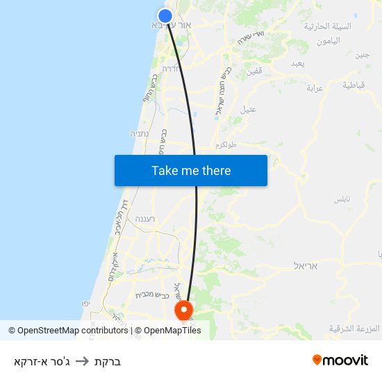 ג'סר א-זרקא to ברקת map