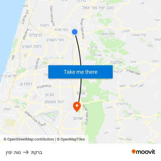 נווה ימין to ברקת map