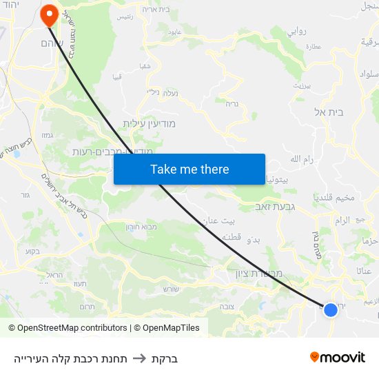 תחנת רכבת קלה העירייה to ברקת map