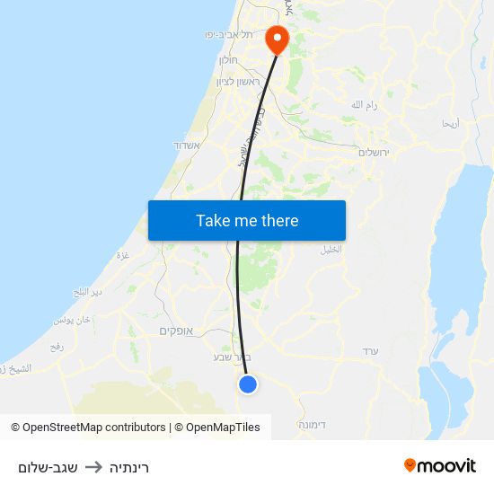 שגב-שלום to רינתיה map