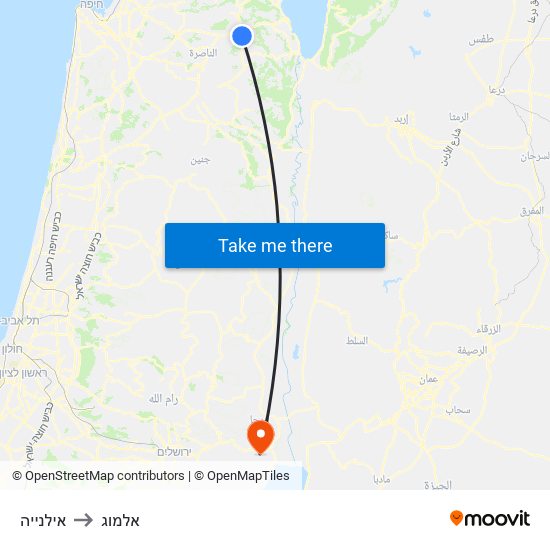 אילנייה to אלמוג map