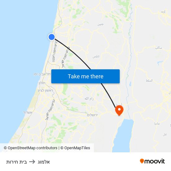 בית חירות to אלמוג map