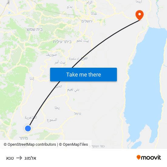 טנא to אלמוג map