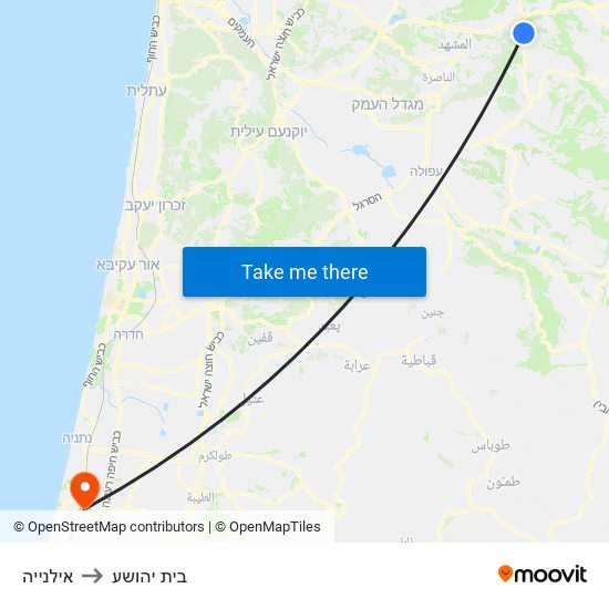 אילנייה to בית יהושע map