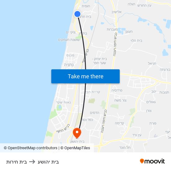 בית חירות to בית יהושע map