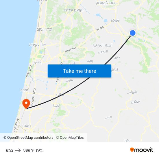 גבע to בית יהושע map