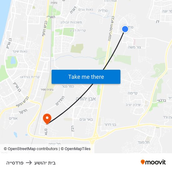 פרדסייה to בית יהושע map