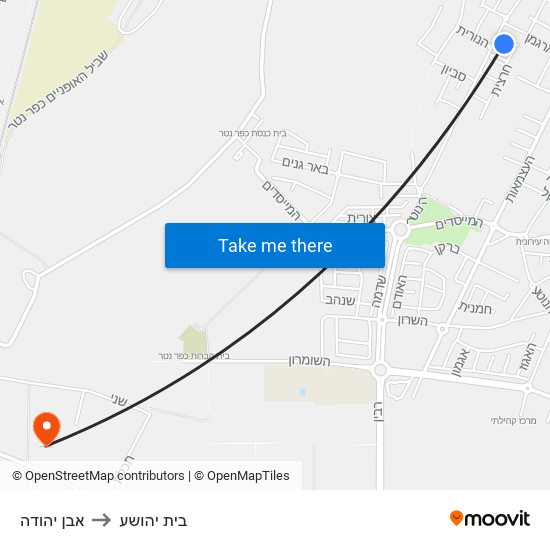 אבן יהודה to בית יהושע map