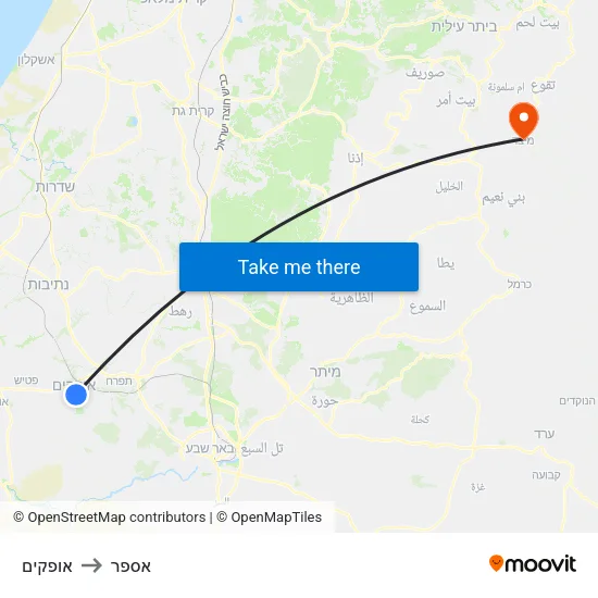 אופקים to אספר map