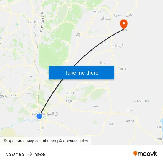 באר שבע to אספר map