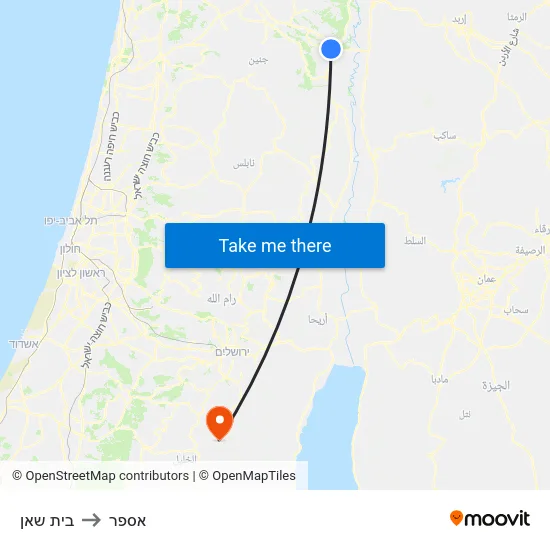 בית שאן to אספר map