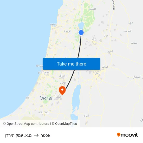 מ.א. עמק הירדן to אספר map