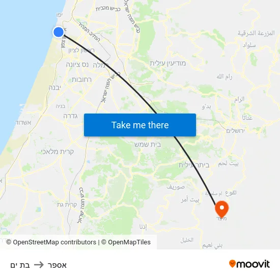 בת ים to אספר map