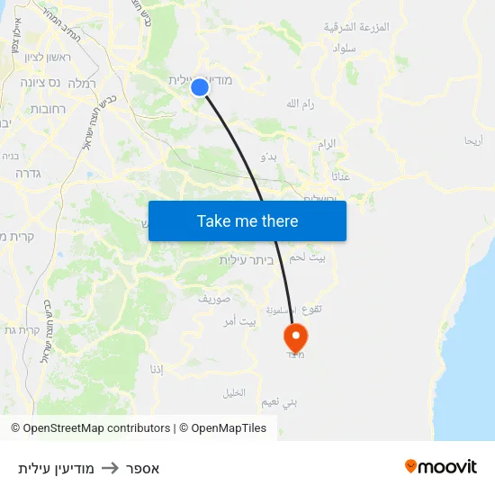 מודיעין עילית to אספר map