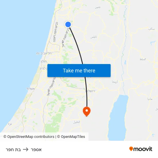 בת חפר to אספר map