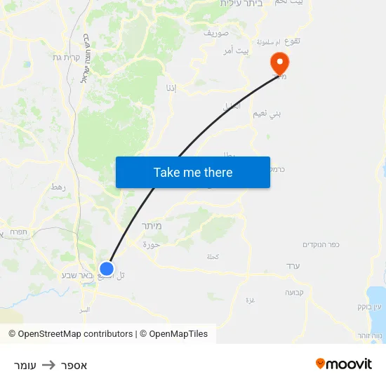 עומר to אספר map