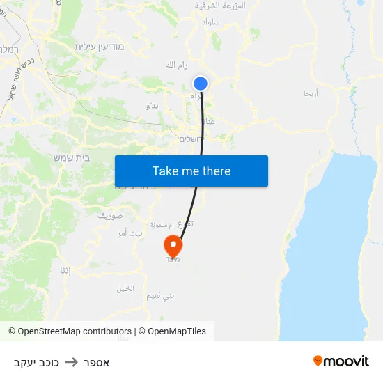 כוכב יעקב to אספר map