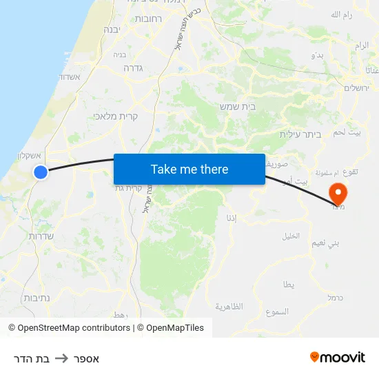 בת הדר to אספר map