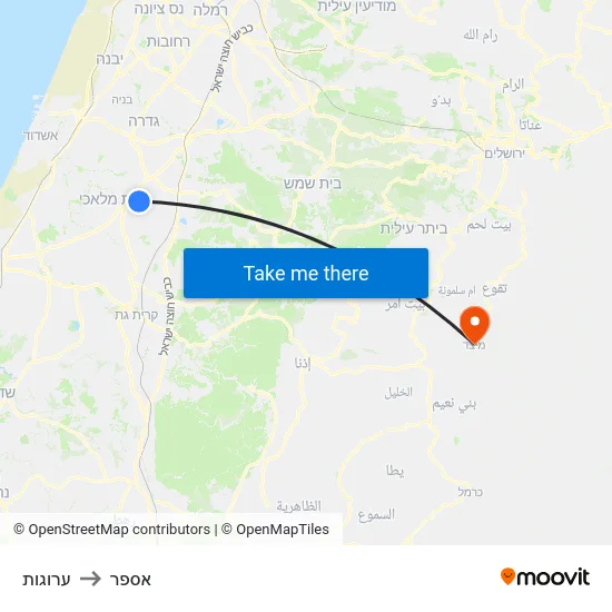 ערוגות to אספר map