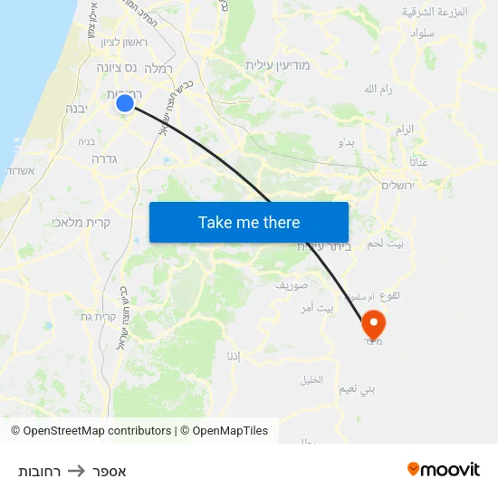 רחובות to אספר map