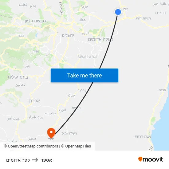 כפר אדומים to אספר map