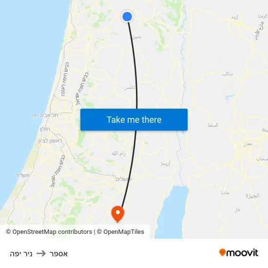 ניר יפה to אספר map