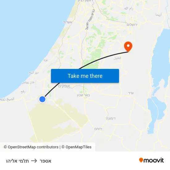 תלמי אליהו to אספר map