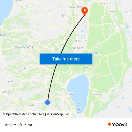 אילנייה to עמיר map