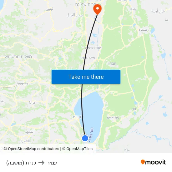 כנרת (מושבה) to עמיר map