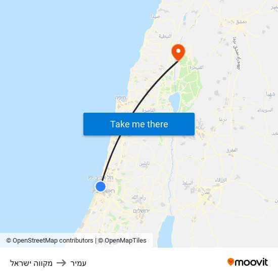 מקווה ישראל to עמיר map