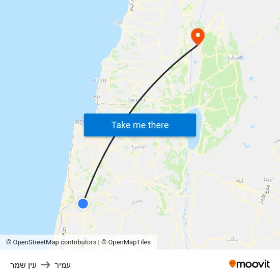 עין שמר to עמיר map