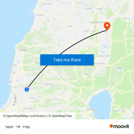 יסעור to עמיר map
